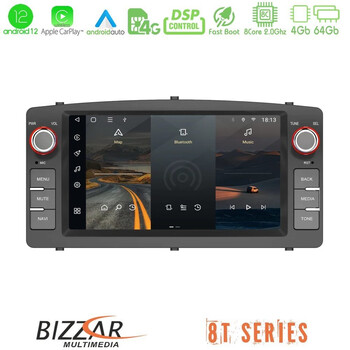 Bizzar oem Toyota Corolla 2002-2006 8core Android12 4+32gb Navigation Multimedia Deckless 7 με Carplay/androidauto u-8t-Ty012