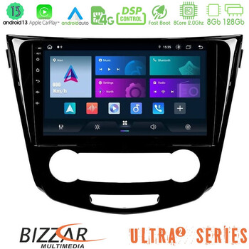 Bizzar Ultra Series Nissan Qashqai j11 (Manual A/c) 8core Android13 8+128gb Navigation Multimedia Tablet 10 u-ul2-Ns0004m