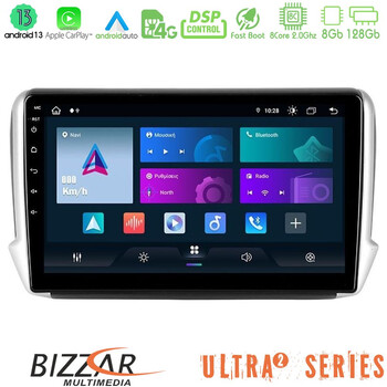 Bizzar Ultra Series Peugeot 208/2008 8core Android13 8+128gb Navigation Multimedia Tablet 10 u-ul2-Pg0164