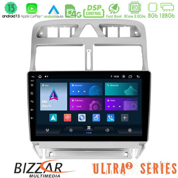 Bizzar Ultra Series Peugeot 307 2002-2008 8core Android13 8+128gb Navigation Multimedia Tablet 9 u-ul2-Pg0655