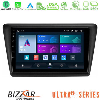 Bizzar Ultra Series Skoda Rapid 2013-2017 8core Android13 8+128gb Navigation Multimedia Tablet 9 u-ul2-Sk1067