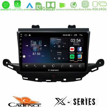 Cadence x Series Opel Astra k 2015-2019 8core Android12 4+64gb Navigation Multimedia Tablet 9 u-x-Op0113