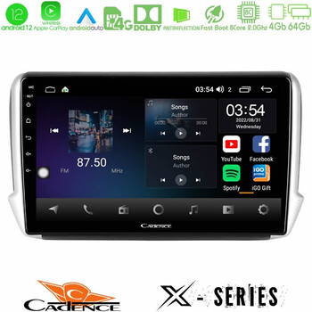 Cadence x Series Peugeot 208/2008 8core Android12 4+64gb Navigation Multimedia Tablet 10 u-x-Pg0164