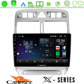 Cadence x Series Peugeot 307 2002-2008 8core Android12 4+64gb Navigation Multimedia Tablet 9 u-x-Pg0655
