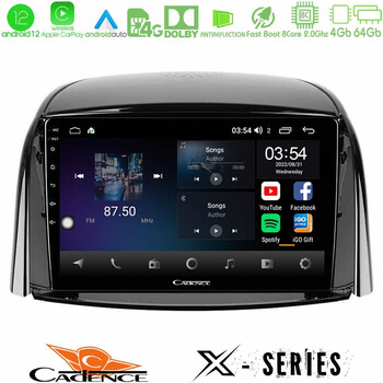 Cadence x Series Renault Koleos 2007-2015 8core Android12 4+64gb Navigation Multimedia Tablet 9 u-x-Rn0440
