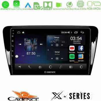 Cadence x Series Skoda Octavia 7 8core Android12 4+64gb Navigation Multimedia Tablet 10 u-x-Sk007