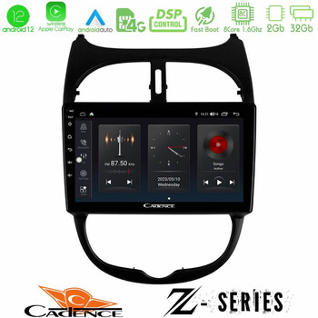 Cadence z Series Peugeot 206 8core Android12 2+32gb Navigation Multimedia Tablet 9 u-z-Pg0540