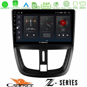 Cadence z Series Peugeot 207 8core Android12 2+32gb Navigation Multimedia Tablet 9 u-z-Pg0688