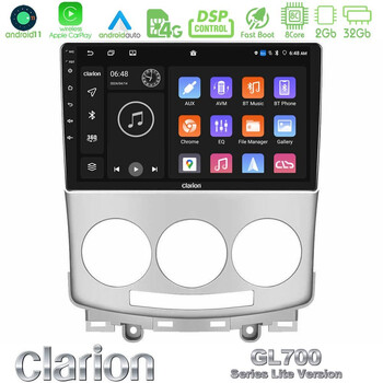 Clarion Gl700 Lite Series Mazda 5 2004-2010 8core Android11 2+32gb Navigation Multimedia Tablet 9″ με Carplay &Amp; Android Auto u-G72l-Mz0754