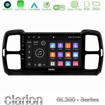 Clarion Gl300 Series Citroen ds5 Aircross 2017-2021 4core Android11 2+32gb Navigation Multimedia Tablet 9″ με Carplay &Amp; Android Auto u-gl3-Ct1240