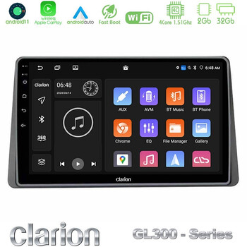 Clarion Gl300 Series 4core Android11 2+32gb Dacia Duster 2019-&Gt; Navigation Multimedia Tablet 10 με Carplay &Amp; Android Auto u-gl3-Dc0628