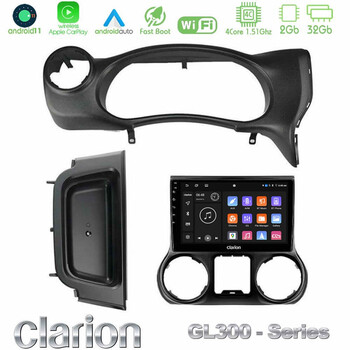 Clarion Gl300 Series 4core Android11 2+32gb Jeep Wrangler 2014-2017 Navigation Multimedia Tablet 9 με Carplay &Amp; Android Auto u-gl3-Jp0788