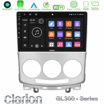 Clarion Gl300 Series Mazda 5 2004-2010 4core Android11 2+32gb Navigation Multimedia Tablet 9″ με Carplay &Amp; Android Auto u-gl3-Mz0754