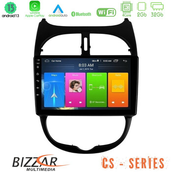 Bizzar cs Series 4core Android13 2+32gb Peugeot 206 Navigation Multimedia Tablet 9 u-cs-Pg0540