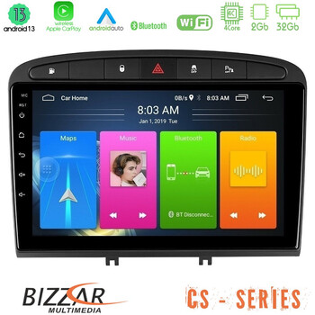 Bizzar cs Series 4core Android13 2+32gb Peugeot 308/rcz Navigation Multimedia Tablet 9 u-cs-Pg705b