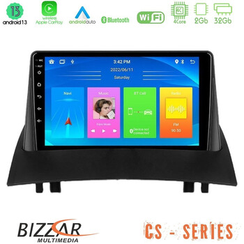 Bizzar cs Series 4core Android13 2+32gb Renault Megane 2 2002-2008 Navigation Multimedia Tablet 9 u-cs-Rn0717