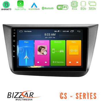 Bizzar cs Series 4core Android13 2+32gb Seat Altea 2004-2015 Navigation Multimedia Tablet 9 u-cs-St0840