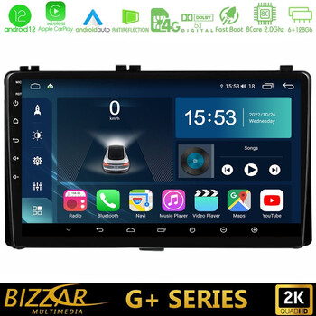 Bizzar g+ Series Toyota Corolla 2017-2019, Auris 2016-2019  8core Android12 6+128gb Navigation Multimedia Tablet 9 u-g-Ty1106