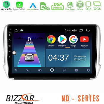 Bizzar nd Series 8core Android13 2+32gb Peugeot 208/2008 Navigation Multimedia Tablet 10 u-nd-Pg0164