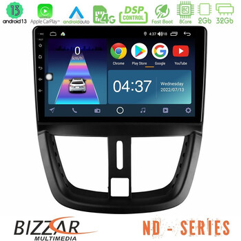 Bizzar nd Series 8core Android13 2+32gb Peugeot 207 Navigation Multimedia Tablet 9 u-nd-Pg0688