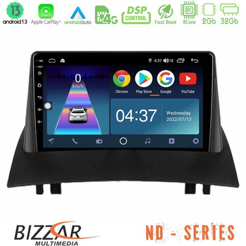 Bizzar nd Series 8core Android13 2+32gb Renault Megane 2 2002-2008 Navigation Multimedia Tablet 9 u-nd-Rn0717