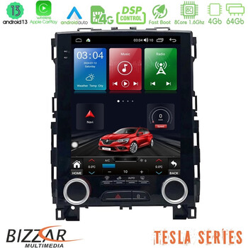 Bizzar Tesla Series 8core Android13 4+64gb Renault Megane 4 Navigation Multimedia Tablet 9.7 u-tqg-Rn8004