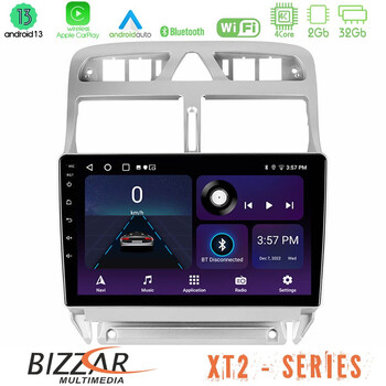 Bizzar xt2 Series 4core Android13 2+32gb Peugeot 307 2002-2008 Navigation Multimedia Tablet 9 u-xt2-Pg0655