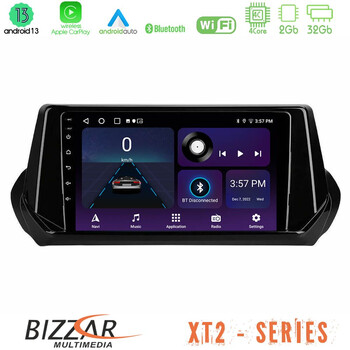 Bizzar xt2 Series 4core Android13 2+32gb Peugeot 208 2019-2023 Navigation Multimedia Tablet 9 u-xt2-Pg1071