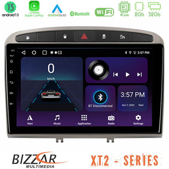 Bizzar xt2 Series 4core Android13 2+32gb Peugeot 308/rcz Navigation Multimedia Tablet 9 (Ασημί Χρώμα) u-xt2-Pg705s