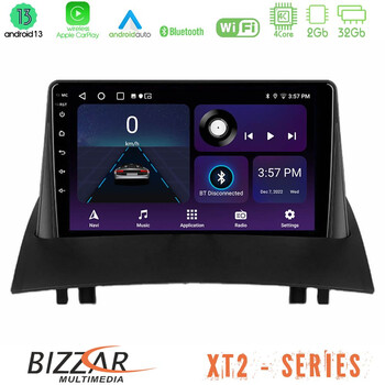 Bizzar xt2 Series 4core Android13 2+32gb Renault Megane 2 2002-2008 Navigation Multimedia Tablet 9 u-xt2-Rn0717