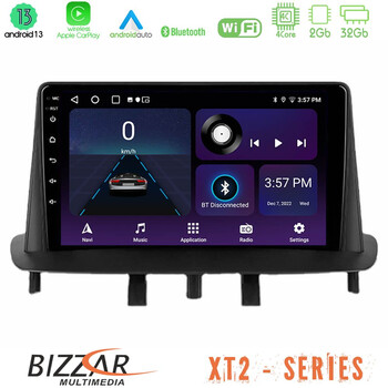 Bizzar xt2 Series 4core Android13 2+32gb Renault Megane 3 2009-2013 Navigation Multimedia Tablet 9 u-xt2-Rn0718