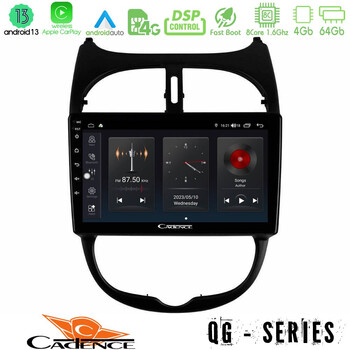 Cadence qg Series 8core Android13 4+64gb Peugeot 206 Navigation Multimedia Tablet 9 u-qg-Pg0540