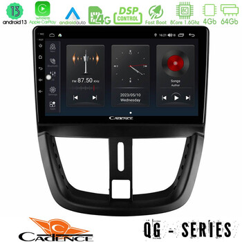 Cadence qg Series 8core Android13 4+64gb Peugeot 207 Navigation Multimedia Tablet 9 u-qg-Pg0688