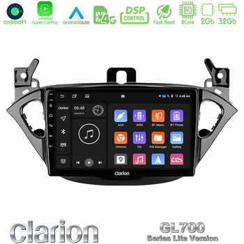 Clarion Gl700 Lite Series 8core Android11 2+32gb Opel Corsa E/adam Navigation Multimedia Tablet 9 με Carplay &Amp; Android Auto u-G72l-Op0425