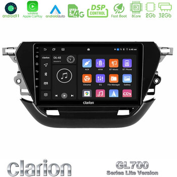 Clarion Gl700 Lite Series 8core Android11 2+32gb Opel Corsa f 2019-2023 Navigation Multimedia Tablet 9 με Carplay &Amp; Android Auto u-G72l-Op1740