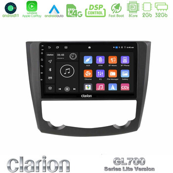 Clarion Gl700 Lite Series 8core Android11 2+32gb Renault Kadjar Navigation Multimedia Tablet 9 με Carplay &Amp; Android Auto u-G72l-Rn0218