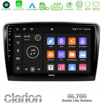 Clarion Gl700 Lite Series 8core Android11 2+32gb Skoda Superb 2008-2015 Navigation Multimedia Tablet 9 με Carplay &Amp; Android Auto u-G72l-Sk0817