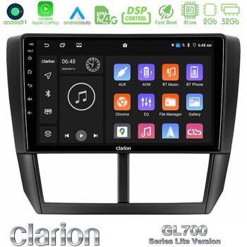 Clarion Gl700 Lite Series 8core Android11 2+32gb Subaru Forester Navigation Multimedia Tablet 9 με Carplay &Amp; Android Auto u-G72l-Su0299