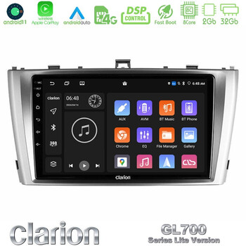 Clarion Gl700 Lite Series 8core Android11 2+32gb Toyota Avensis t27 Navigation Multimedia Tablet 9 με Carplay &Amp; Android Auto u-G72l-Ty0864