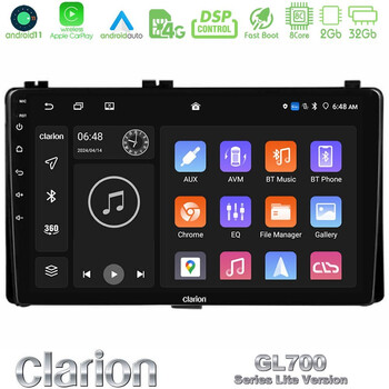 Clarion Gl700 Lite Series 8core Android11 2+32gb Toyota Corolla/auris 2017-2019  Navigat-ion Multimedia Tablet 9 με Carplay &Amp; Android Auto u-G72l-Ty1106