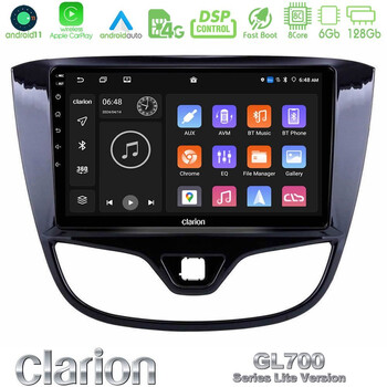 Clarion Gl700 Lite Series 8core Android11 6+128gb Opel Karl 2017-2019 Navigation Multimedia Tablet 9 με Carplay &Amp; Android Auto u-G76l-Op1060