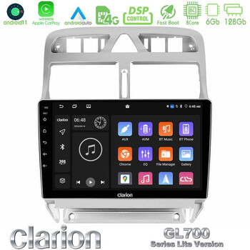 Clarion Gl700 Lite Series 8core Android11 6+128gb Peugeot 307 2002-2008 Navigation Multimedia Tablet 9 με Carplay &Amp; Android Auto u-G76l-Pg0655
