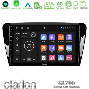 Clarion Gl700 Lite Series 8core Android11 6+128gb Skoda Octavia 7 Navigation Multimedia Tablet 10 με Carplay &Amp; Android Auto u-G76l-Sk007