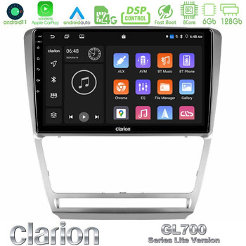 Clarion Gl700 Lite Series 8core Android11 6+128gb Skoda Octavia 5 Navigation Multimedia Tablet 10 με Carplay &Amp; Android Auto u-G76l-Sk229s