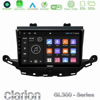 Clarion Gl300 Series 4core Android11 2+32gb Opel Astra k 2015-2019 Navigation Multimedia Tablet 9 με Carplay &Amp; Android Auto u-gl3-Op0113