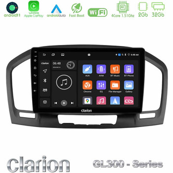 Clarion Gl300 Series 4core Android11 2+32gb Opel Insignia 2008-2013 Navigation Multimedia Tablet 9 με Carplay &Amp; Android Auto u-gl3-Op0462