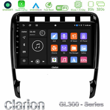 Clarion Gl300 Series 4core Android11 2+32gb Porsche Cayenne 2003-2010 Navigation Multimedia Tablet 9 με Carplay &Amp; Android Auto u-gl3-Pc0956