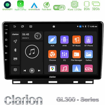 Clarion Gl300 Series 4core Android11 2+32gb Renault Clio 5 2020-2024 Navigation Multimedia Tablet 9 με Carplay &Amp; Android Auto u-gl3-Rn1389