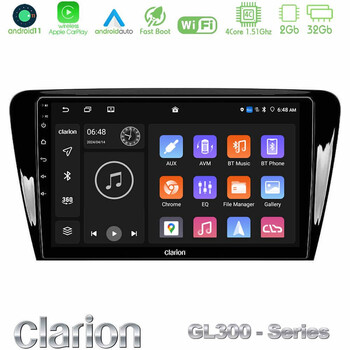 Clarion Gl300 Series 4core Android11 2+32gb Skoda Octavia 7 Navigation Multimedia Tablet 10 με Carplay &Amp; Android Auto u-gl3-Sk007