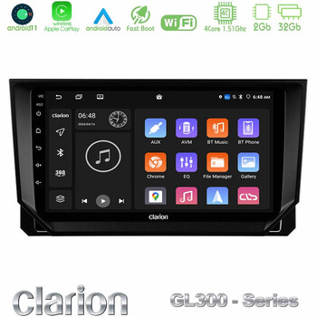 Clarion Gl300 Series 4core Android11 2+32gb Seat Arona/ibiza Navigation Multimedia Tablet 9 με Carplay &Amp; Android Auto u-gl3-St0888